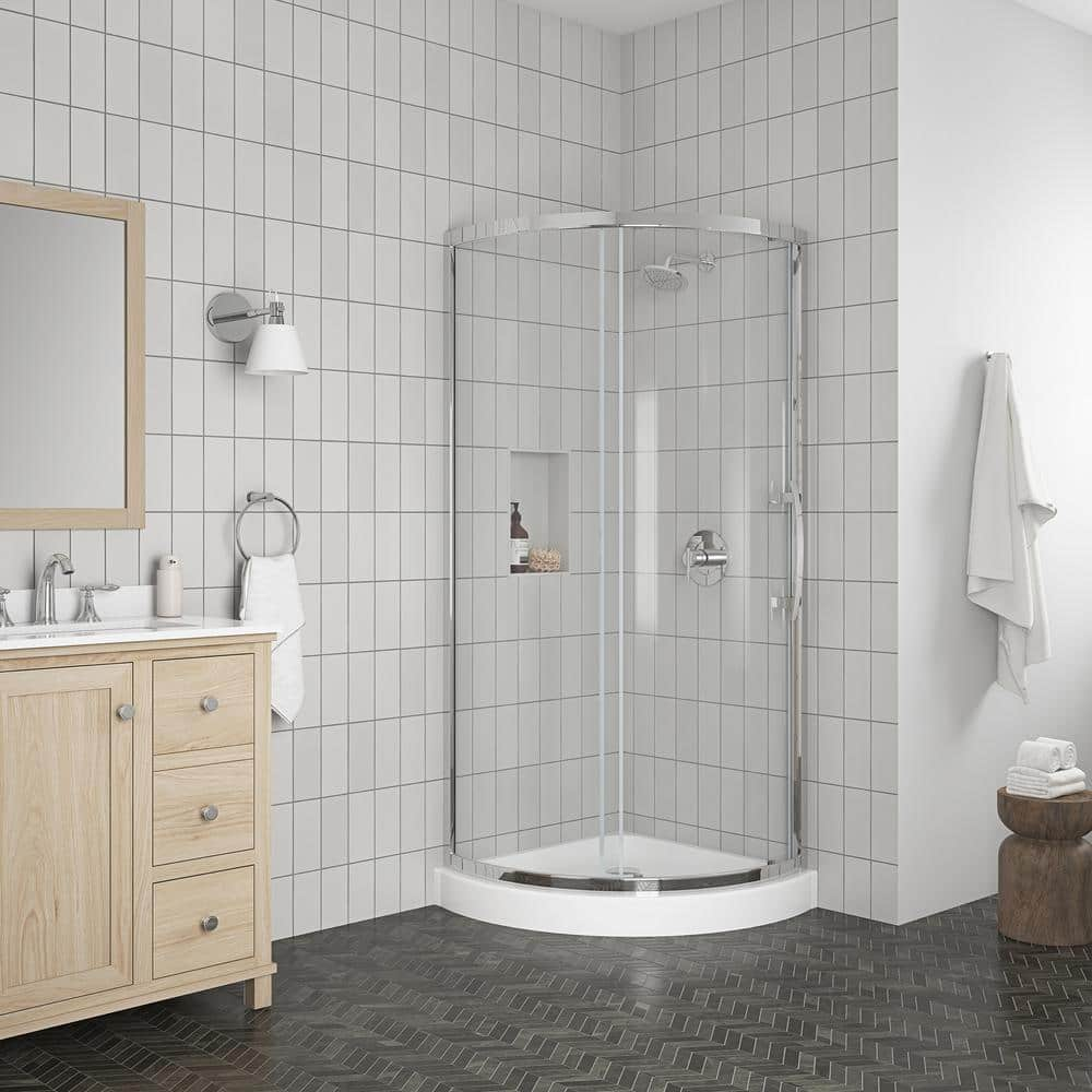 Glacier Bay Glamour 34 in. x 76.40 in. Corner Drain Corner Shower