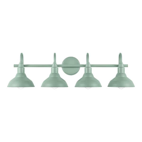 Hampton Bay Kelford 32 in. 4-Light Teal Vanity Bath Light