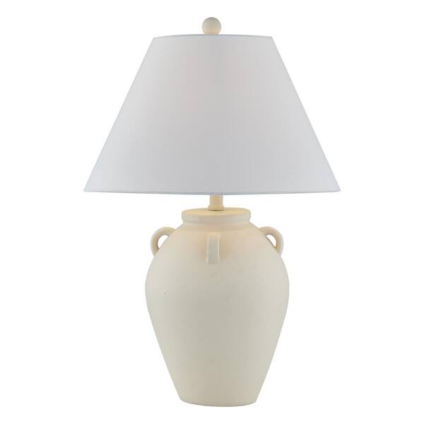 Maxax Sacramento 25 in. White Ceramic Table Lamp with White Shade