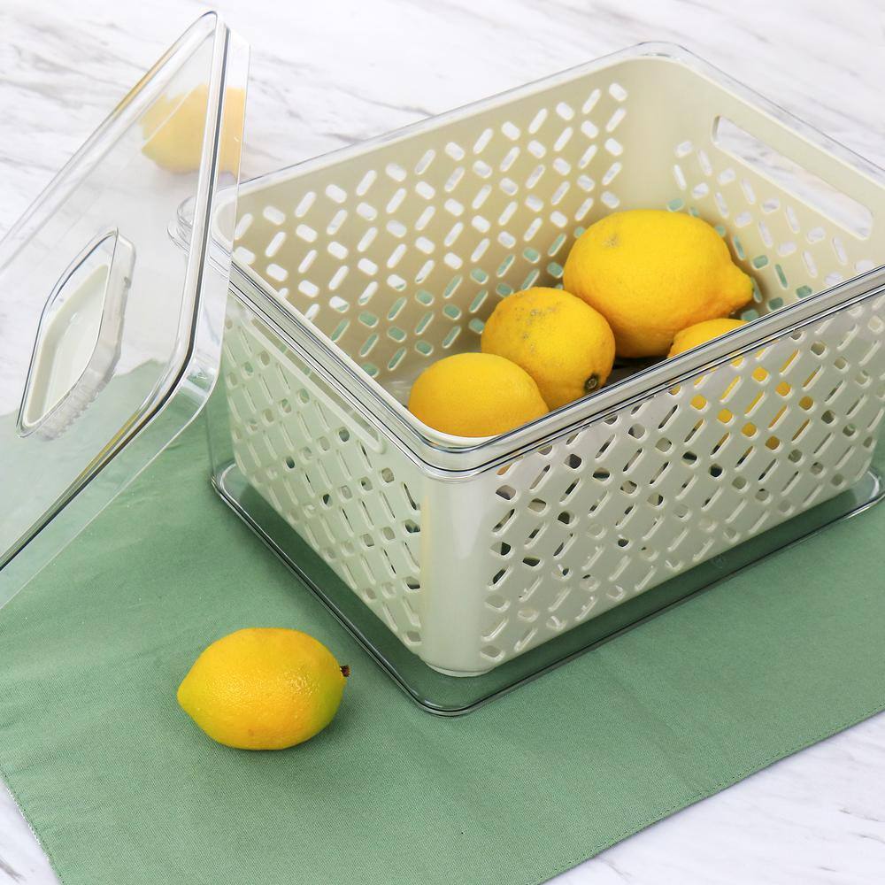 Large White BPA-Free Plastic Food Storage Container with Colander