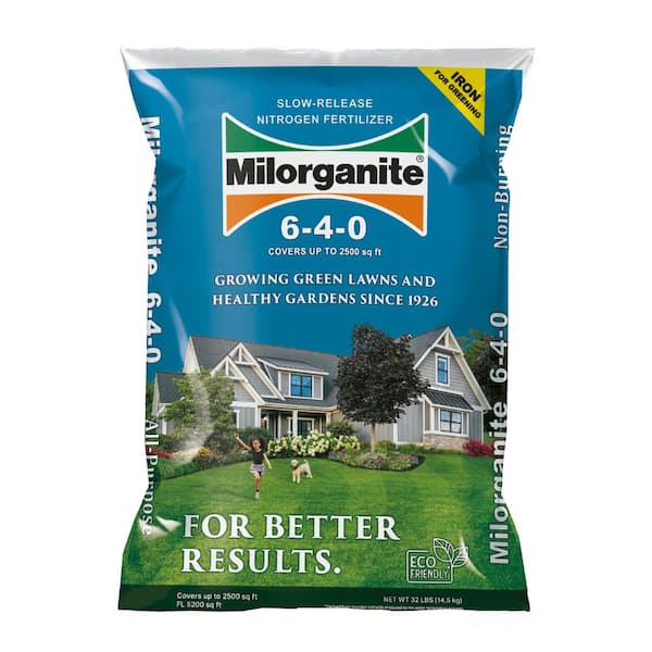 Milorganite 32 lb. 2,500 sq. ft. Organic Slow-Release Nitrogen Lawn and Garden Dry Lawn Fertilizer 6-4-0