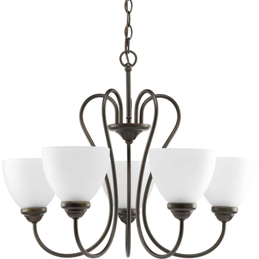 Progress Lighting Heart Collection 5-Light Antique Bronze Etched Glass ...