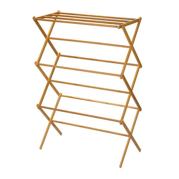 HOUSEHOLD ESSENTIALS 29.25 in. W x 42.37 in. H Bamboo X-Frame Clothes Drying Rack