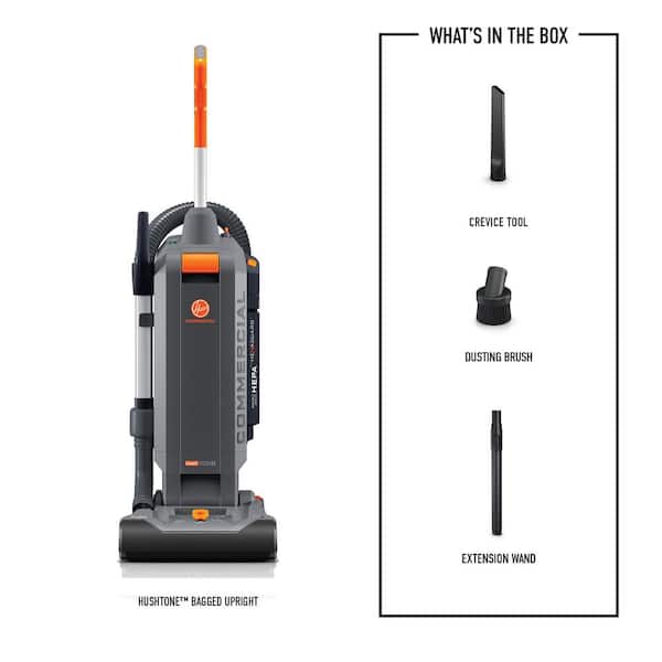 Commercial HushTone 13 in. 2-Speed Corded, HEPA Hard Bagged Upright Vacuum Cleaner w/ IntelliBelt, Carpet and Hard Floor
