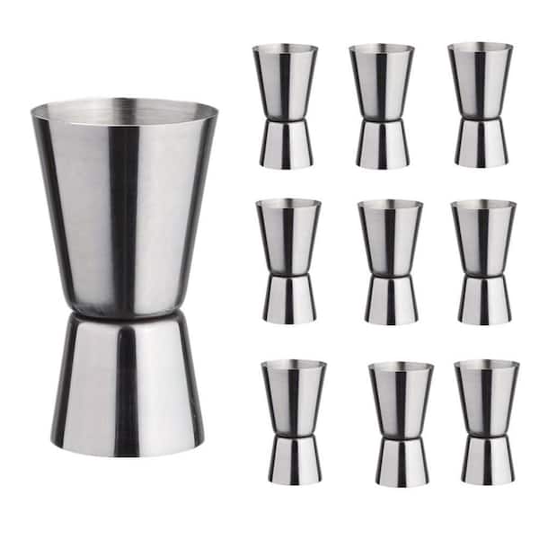 Stainless Steel 10-Piece Double-Sided Bartending Jigger Set 1 oz. and 2 oz. Japanese Style Measuring Tools