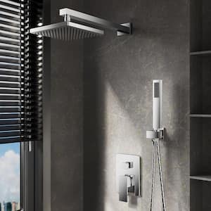 2-Spray Patterns 8 in. Wall Mount Dual Shower Heads with Pressure-Balancing Valve in Chrome