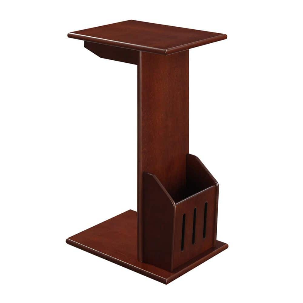 Mahogany C-Shaped Magazine Holder Side Table