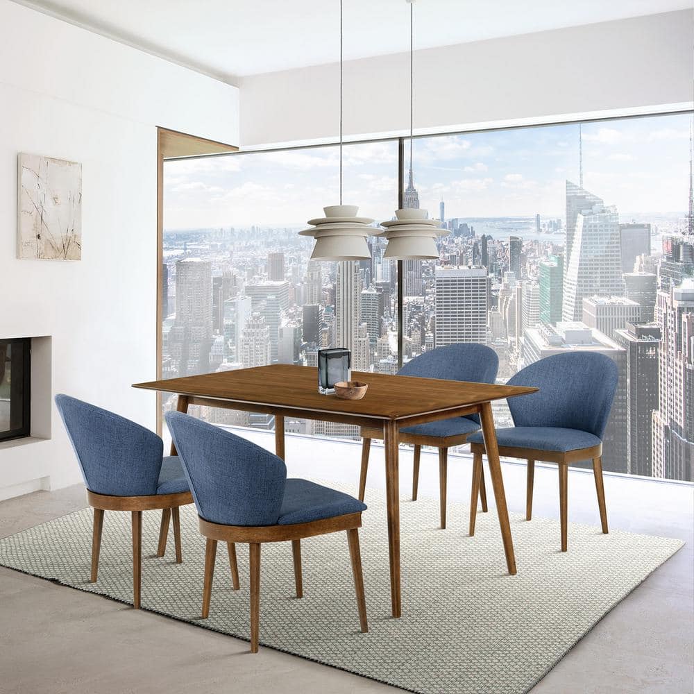 Westmont Walnut Wood Rectangular Dining Table, 59 Inch