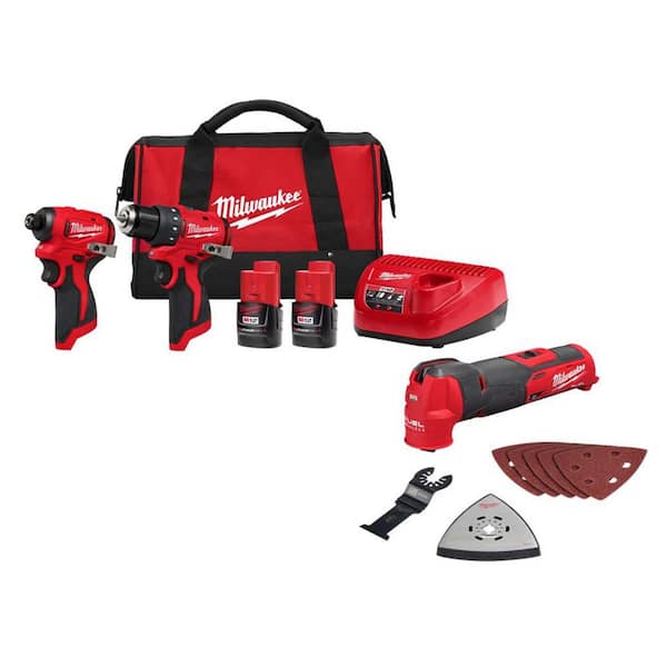 M12 12-Volt Lithium-Ion Brushless Cordless Subcompact Drill & Impact Driver Combo Kit w Oscillating Multi Tool (3-Tool)