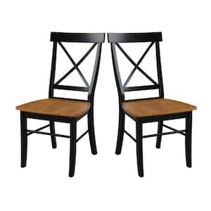 Black and Cherry Wood X Back Dining Chair (Set of 2)