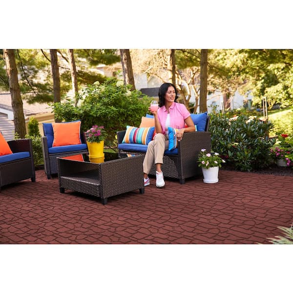 24 in. x 12 in. x 5/8 in. Red Interlocking Dual-Sided Rubber Paver (60-Pack)