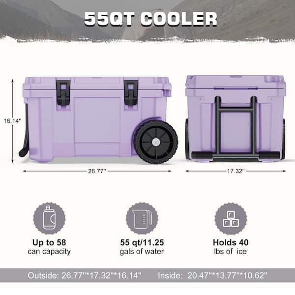futhork Purple 55 qt. Portable Chest Cooler, Leak-Proof Outdoor