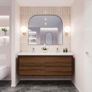 Sage 60 in. W Bath Vanity in Rosewood with Reinforced Acrylic Vanity Top in White with White Basins