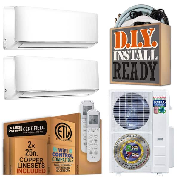 48000 BTU 4 Ton Dual Wall Mount Ductless Mini Split Air Conditioner with Heat Pump 220-Volt
