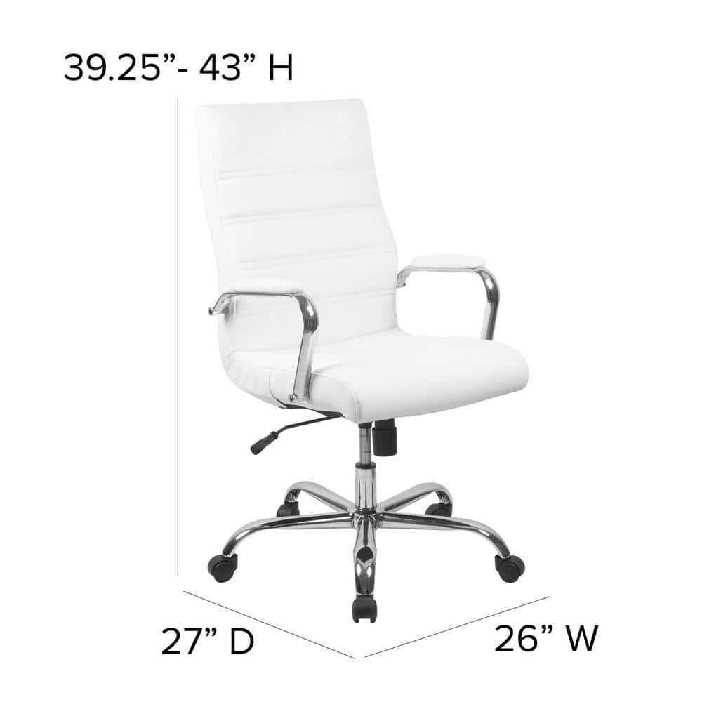 White Leather High-Back Ergonomic Executive Swivel Chair