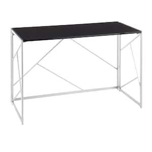Folia 45 in. Silver Metal and Black Wood Office Desk