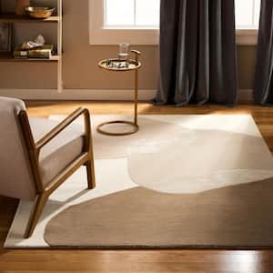 Oslo Hand Tufted Wool Abstract Colorblock Brown/Grey 9 ft. x 12 ft. Area Rug