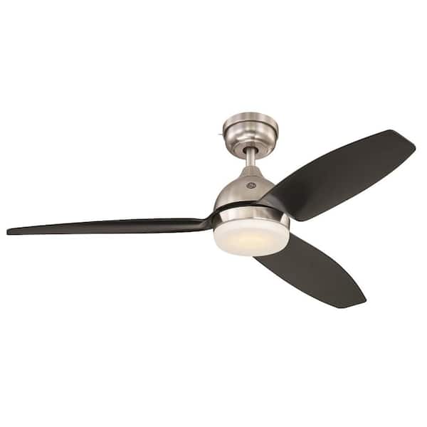 GE Morgan 54 in. LED Indoor/Outdoor Brushed Nickel Ceiling Fan with SkyPlug Technology with Remote Control