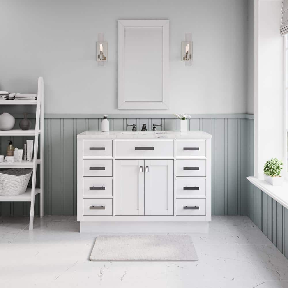 Hartford 48" White Marble Top Single Sink Bathroom Vanity