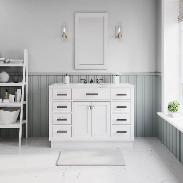Water Creation Hartford 48 In. W x 22 In. D 34 In. H Bath Vanity in White with Marble Vanity Top and White Basin
