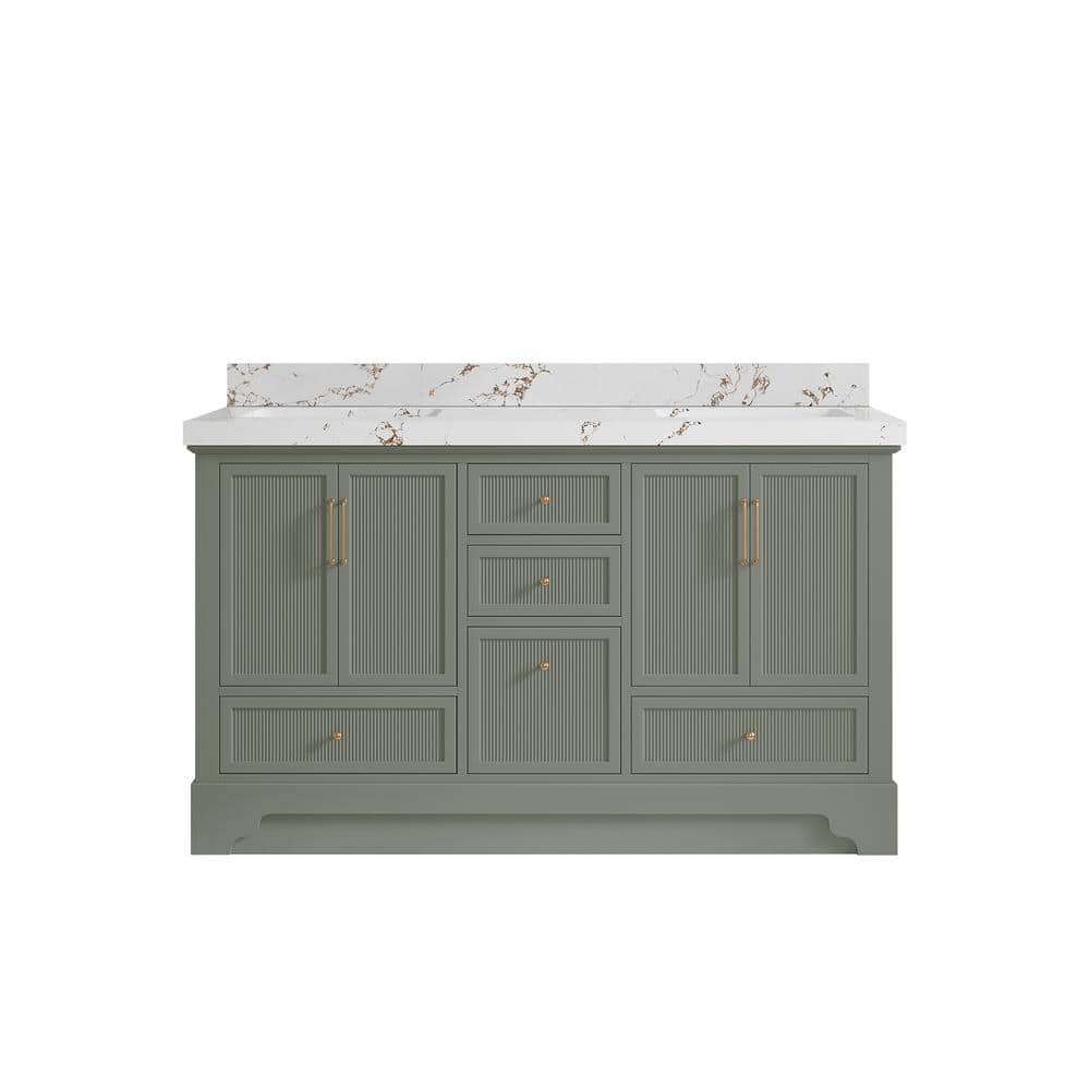 Willow Collections Alys 60 in. W x 22 in. D x 36 in. H Double Sink Bath Vanity in Evergreen with 2 in. Viola Brown Top -  ALS_EGVLB60D
