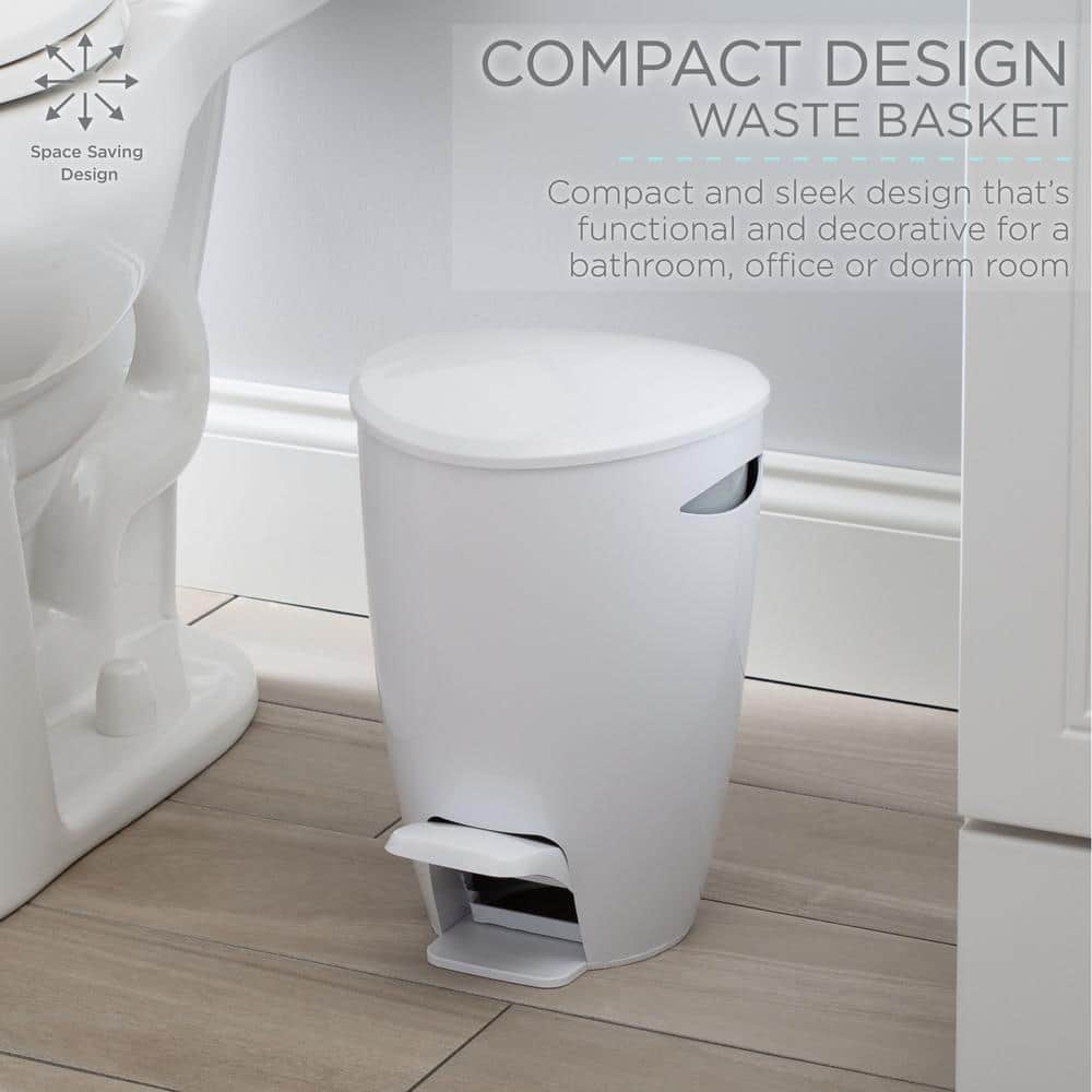 White Plastic 5L Step Pedal Trash Bin