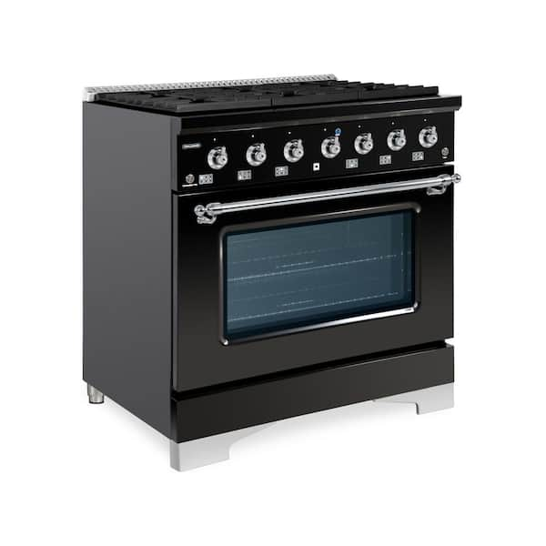 CLASSICO 36 in. 6 Burner Freestanding Single Oven Gas Range with Gas Stove and Gas Oven in Black Stainless Steel