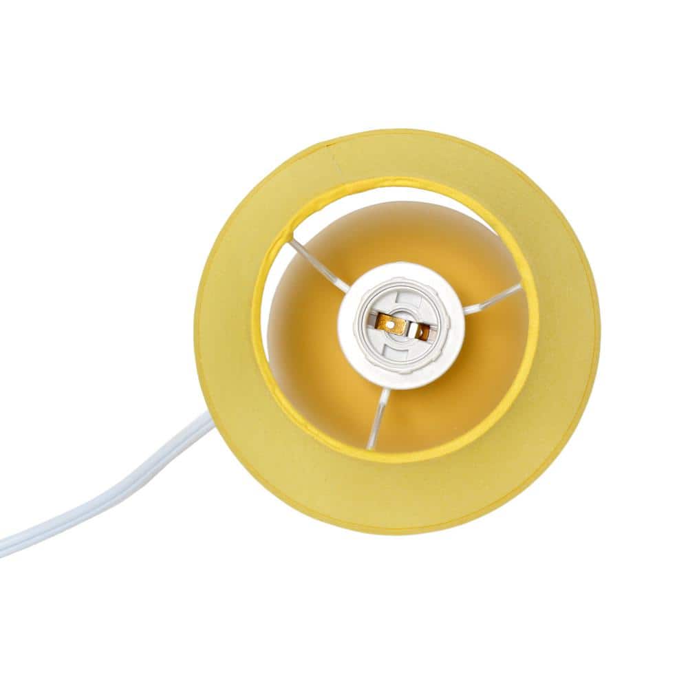 Petite Yellow Ceramic Orb Base Table Lamp Set with Tapered Drum Shade