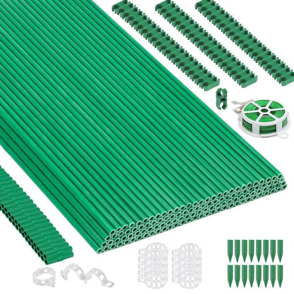 393-Pieces Garden Stakes Set 120-Fiberglass Plant Stakes 4-7 ft. Tomato Stakes for Tomatoes Vegetables, Peppers, Fences