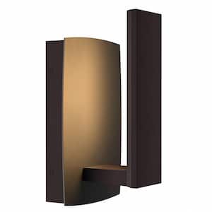 8.9 in. Bronze LED Outdoor Hardwired Wall Lantern Sconce Integrated LED