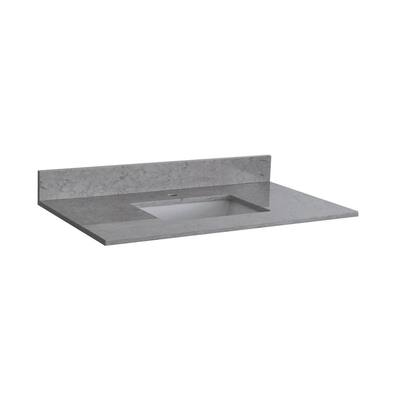 37 in. W x 22 in. D Marble Bathroom Vanity Top in Calacatta Gray Color with Sink and Single Faucet Hole with Backsplash