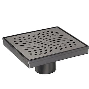 6 in. Square Stainless Steel Shower Drain with Wave Pattern in Venetian Bronze