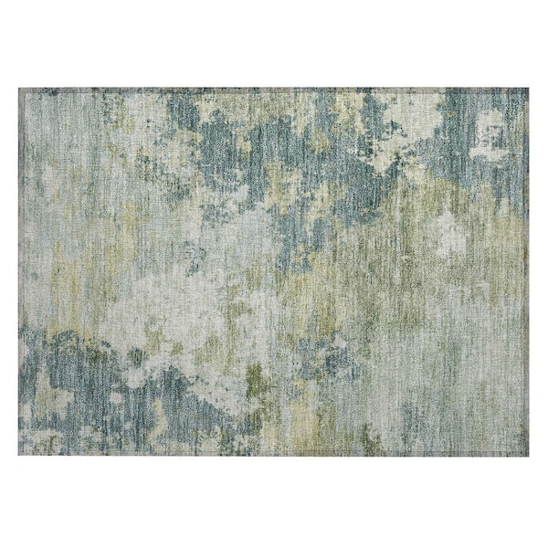 Chantille Machine Washable Indoor/Outdoor Abstract ACN2367 Aqua 2 ft. x 3 ft. Accent Rug