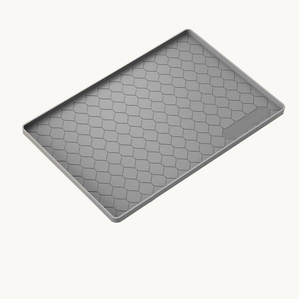 Silicone Under Sink Mat, Waterproof Cabinet Protector w/ Raised Edge, Gray