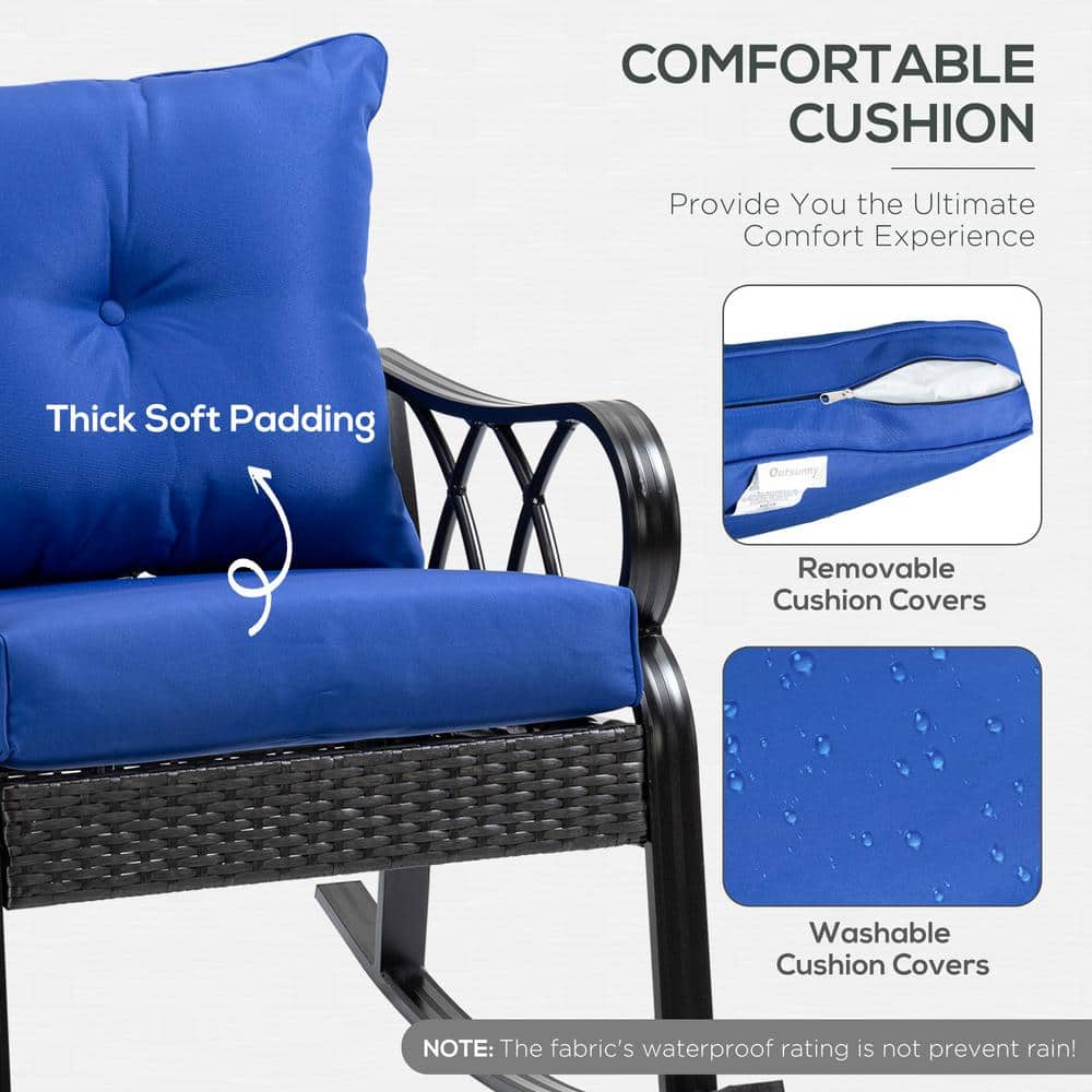 ErgoComfort Aluminum Rattan Rocking Chair with Cushions