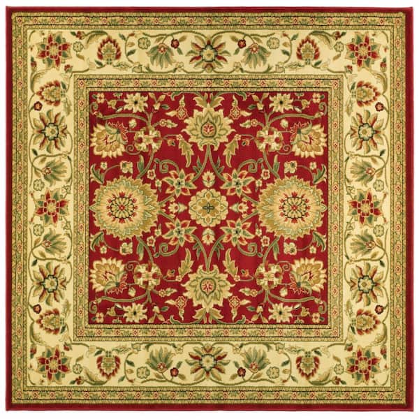 Lyndhurst 5 ft. x 5 ft. Square Red/Ivory Border Floral Antique Area Rug