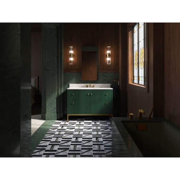 Calpa 49 in. Emerald Green Bath Vanity with Quartz Top