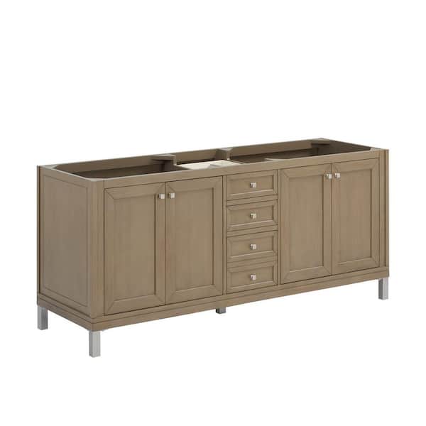 Chicago 71.9 in. W x 23.3 in. D x 32.6 in. H Double Bath Vanity Cabinet without Top in Walnut Whisper