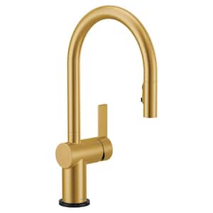 Cia Single-Handle Pull-Down Sprayer Kitchen Faucet with Power Boost in Brushed Gold