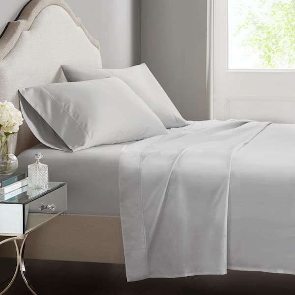 CROSCILL Luxury Egyptian 4-Piece Grey Cotton Queen 500TC Sheet Set