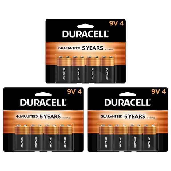 Duracell Coppertop Alkaline 9V Battery, 4-count Battery Mix Pack (12 ...