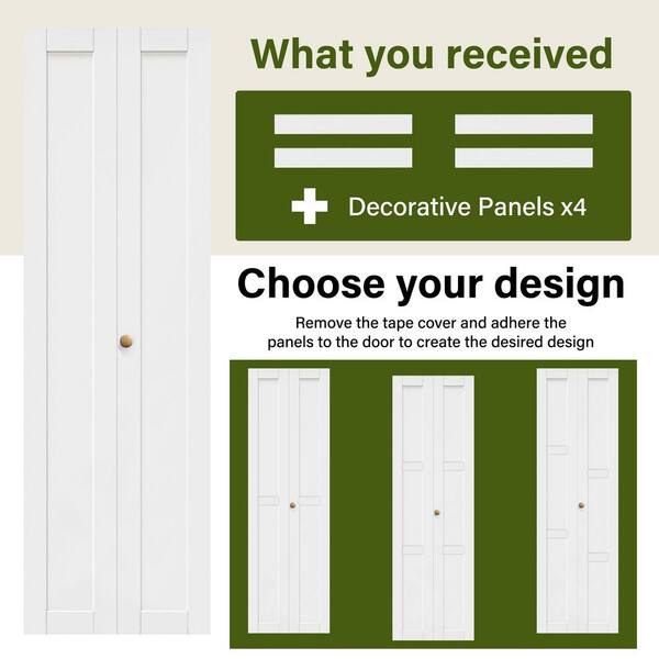 ARK DESIGN 64 in. x 80 in. DIY Design 2-Panel Solid Core White