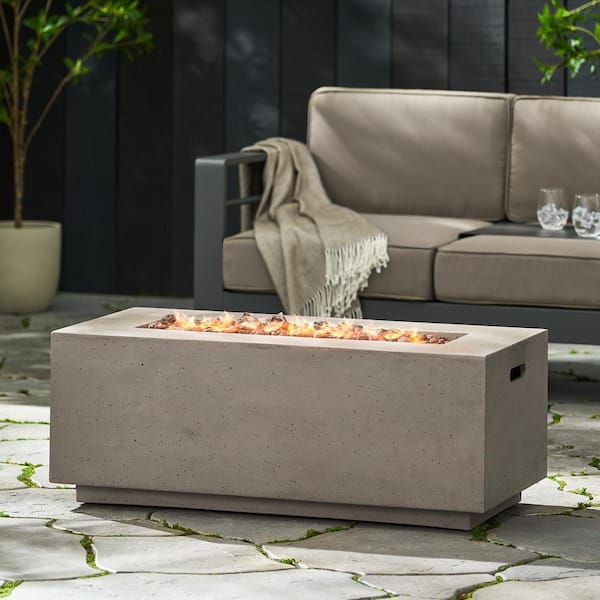 40 in. 40,000-BTU Rectangular MGO Outdoor Patio Fire Pit Table in Light Grey