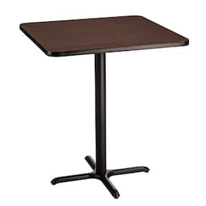 36-inch Square Composite Wood Cafe Table, 42-in Height, Mahogany Laminate Top and Black X Base