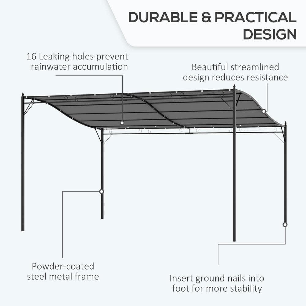 Outsunny Beige Steel Outdoor Pergola Gazebo with Canopy
