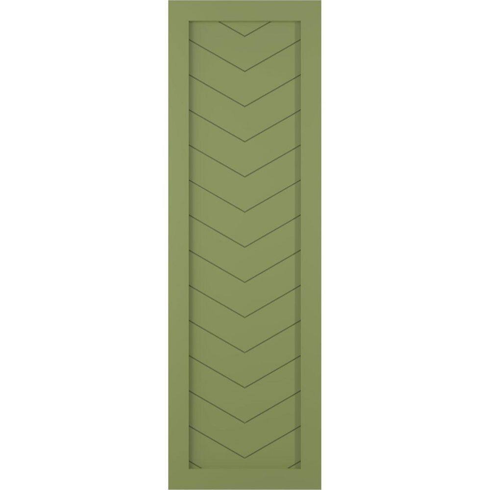 15 in. x 54 in. PVC Single Panel Chevron Modern Style Fixed Mount Board and Batten Shutters in Moss Green price history on PriceWatchPro