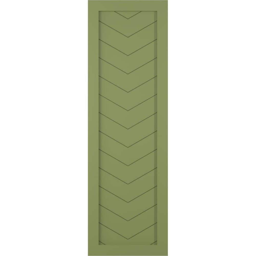 15 in. x 79 in. PVC Single Panel Chevron Modern Style Fixed Mount Board and Batten Shutters in Moss Green price history on PriceWatchPro
