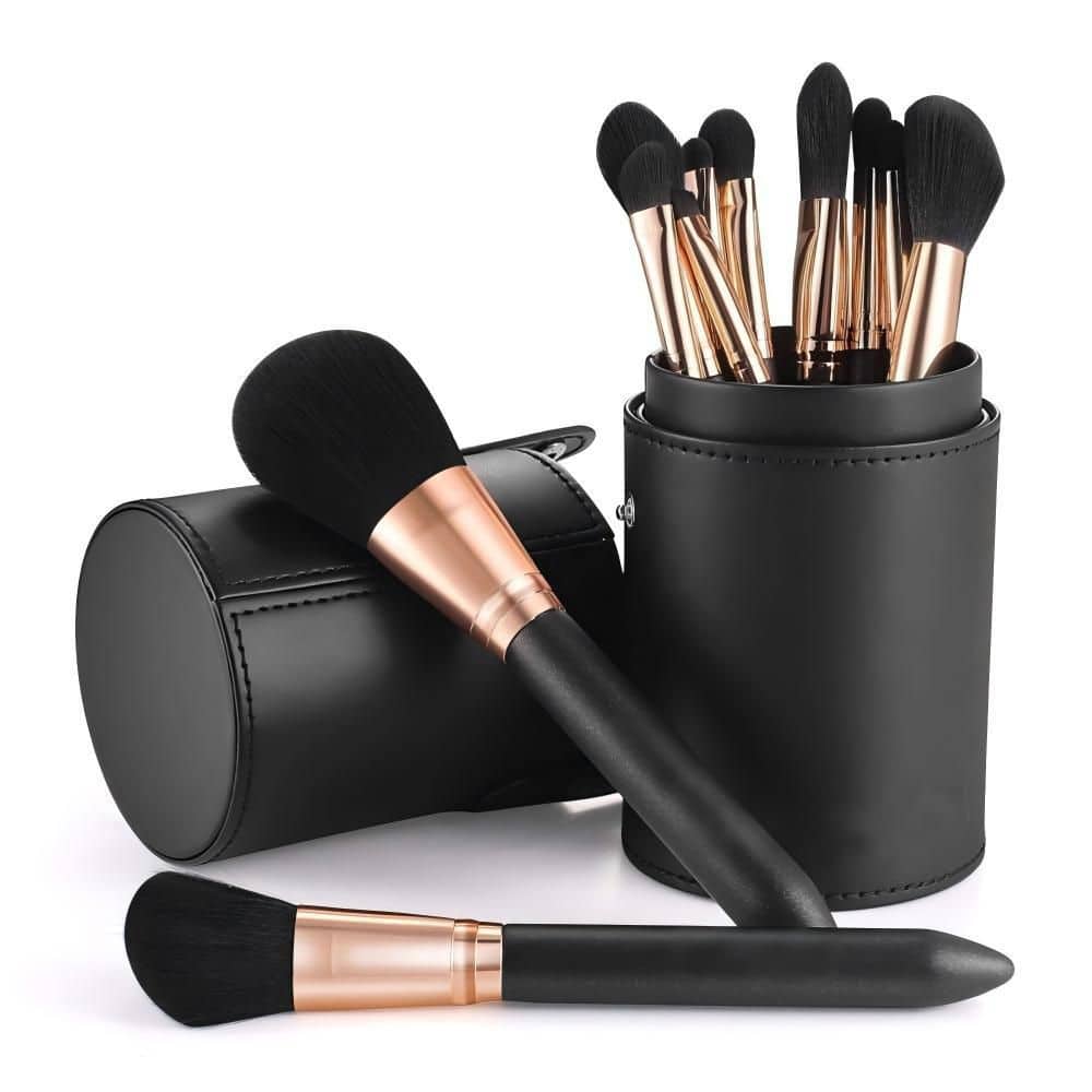 Professional Beauty Series, Makeup Brush Set, Cruelty-Free Synthetic Fiber Brushes with Travel PU Case, Black (12-Pack) price history on PriceWatchPro