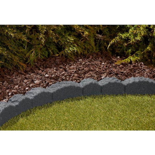 48 in. x 2 in. x 3 in. Gray Scallop Rubber Landscape Edging (4-Pack)