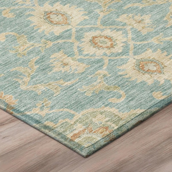 Chantille Machine Washable Indoor/Outdoor Abstract ACN3077 Teal 10 ft. x 14 ft. Area Rug